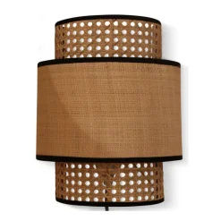 Abat-Jour Applique Murale Solaire Cannage Naturel / Noir-Sélectionné par Fleux Sale