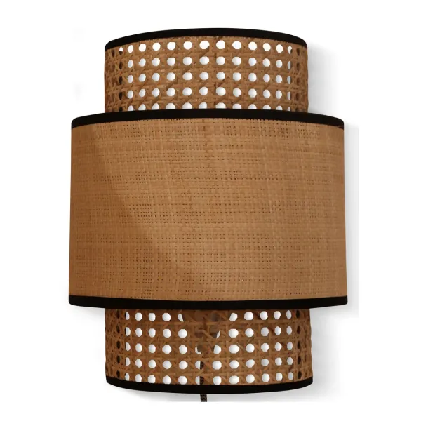 Abat-Jour Applique Murale Solaire Cannage Naturel / Noir-Sélectionné par Fleux Sale