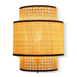 Abat-Jour Applique Murale Solaire Cannage Naturel / Noir-Sélectionné par Fleux Sale