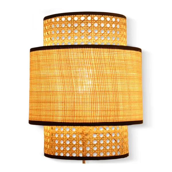 Abat-Jour Applique Murale Solaire Cannage Naturel / Noir-Sélectionné par Fleux Sale