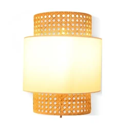 Abat-Jour Applique Murale Solaire Cannage Blanc-Sélectionné par Fleux Online