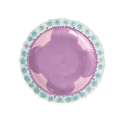 Assiette A Fleurs En Ceramique - Lavande-Rice Sale