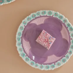 Assiette A Fleurs En Ceramique - Lavande-Rice Sale