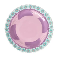 Assiette A Fleurs En Ceramique - Lavande-Rice Sale