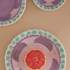 Assiette A Fleurs En Ceramique - Lavande-Rice Sale