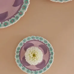 Assiette A Fleurs En Ceramique - Lavande-Rice Sale