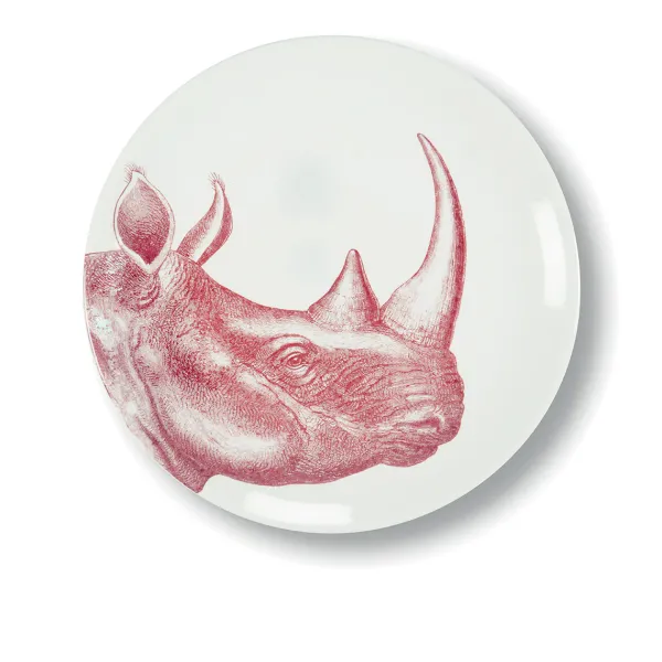 Assiette Plate Rhinoceros En Porcelaine - O 27 Cm-Sélectionné par Fleux Discount