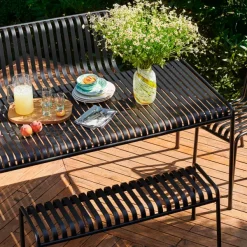 Banc Palissade En Acier Poudre - Anthracite-Hay