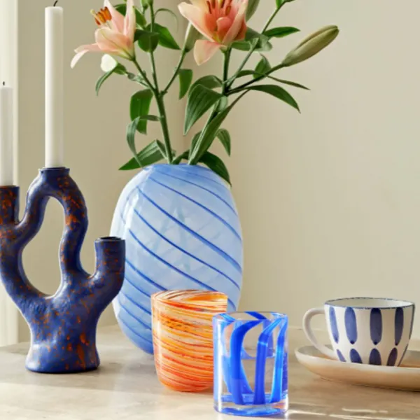 Bougeoir Tachete - H 25 Cm - Bleu Fonce-Sélectionné par Fleux