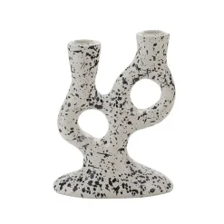 Bougeoir Tachete - H 20 Cm - Blanc Et Noir-Sélectionné par Fleux New