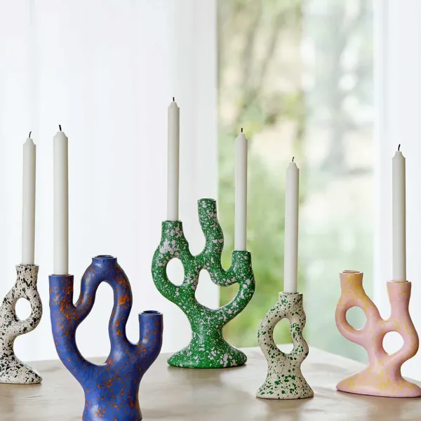 Bougeoir Tachete - H 30 Cm - Vert-Sélectionné par Fleux Outlet