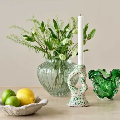 Bougeoir Tachete - H 17 Cm - Rose Et Vert-Sélectionné par Fleux Online