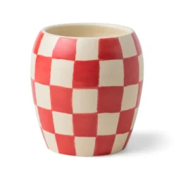 Bougie Damier En Porcelaine - Rose & Santal-Sélectionné par Fleux Discount