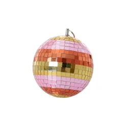 Boule Disco O 18 Cm - Rayures Rose-Rice Best