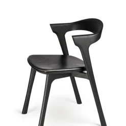 Chaise Bok Chene Noir - Cuir Noir-Ethnicraft Clearance