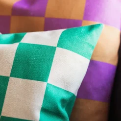 Coussin Checks - 45 X 45 Cm - Vert/Sable-FEST Amsterdam New