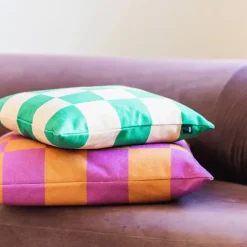 Coussin Checks - 45 X 45 Cm - Vert/Sable-FEST Amsterdam New