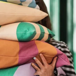 Coussin Checks - 45 X 45 Cm - Vert/Sable-FEST Amsterdam New