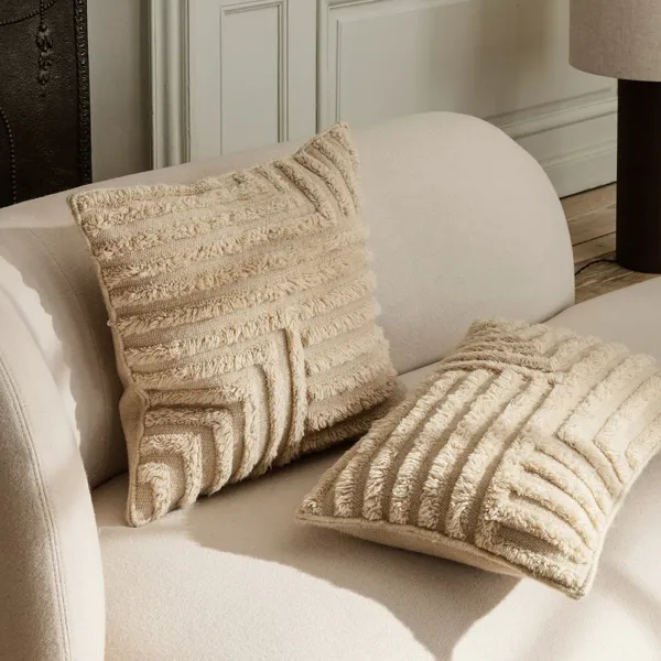 Coussin Crease En Laine Plissee - Sable Clair-Ferm Living Sale