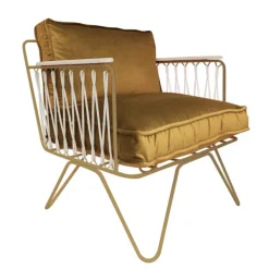 Fauteuil Croisette En Velours Camel - Dore & Bois Clair-Honoré New