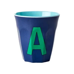 Gobelet Lettre A En Melamine - Bleu Fonce-Rice New