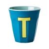 Gobelet Lettre T En Melamine - Bleu Fonce-Rice