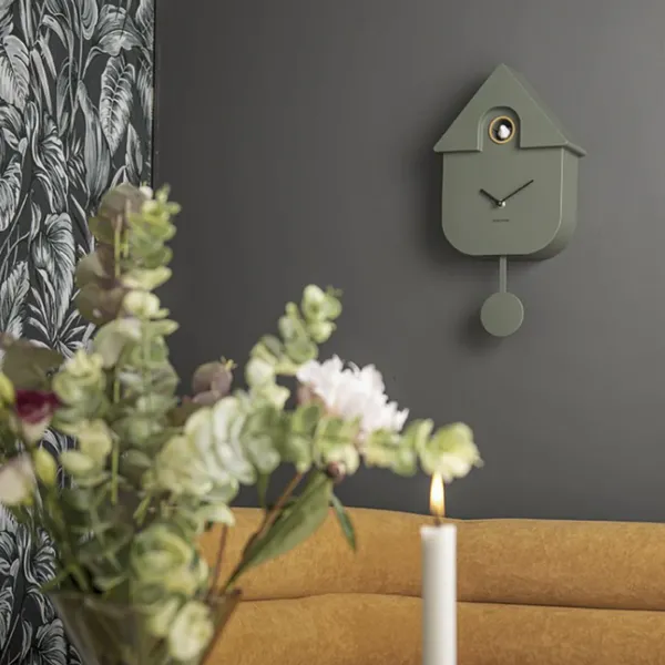 Horloge Modern Cuckoo En Metal L 21.5 X H 41 Cm - Vert Kaki-Sélectionné par Fleux Sale