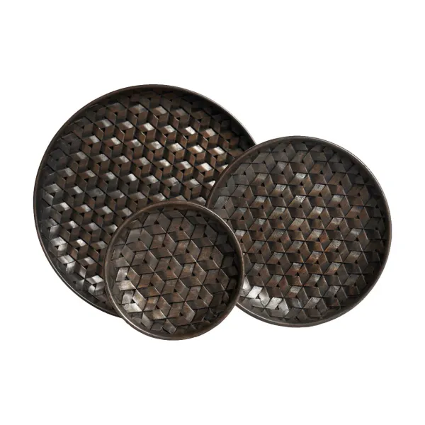 Lot De 3 Plats Tampa En Acajou O 30 Cm - Brun Fonce-Ethnicraft