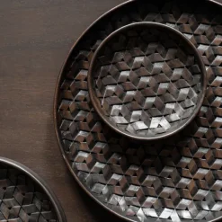 Lot De 3 Plats Tampa En Acajou O 30 Cm - Brun Fonce-Ethnicraft