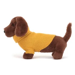 Peluche Chien Saucisse Sweater Jaune - H 14 Cm-Jellycat New
