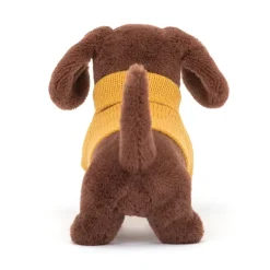 Peluche Chien Saucisse Sweater Jaune - H 14 Cm-Jellycat New