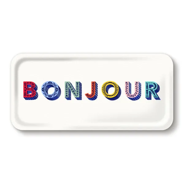 Plateau Bonjour - 32 X 15 Cm - Multicolore-Sélectionné par Fleux Clearance