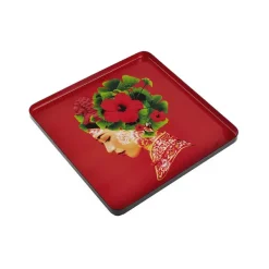 Plateau Carre Lotus En Fer - 30 X 30 Cm-Gangzai Outlet