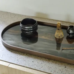 Plateau En Verre - Bronze Organic - Oblong - 71 X 36 Cm-Ethnicraft Clearance