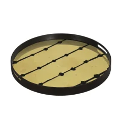Plateau En Verre Et Feuille D'Or Brown Dots - O 48 Cm-Ethnicraft Online