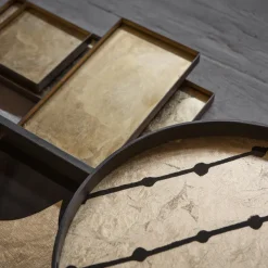 Plateau En Verre Et Feuille D'Or Brown Dots - O 48 Cm-Ethnicraft Online