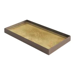 Plateau En Verre Gold Leaf - Dore-Ethnicraft Online