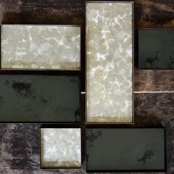 Plateau Miroir Vieilli Carre - Charbon - 16 X 16 Cm-Ethnicraft Hot