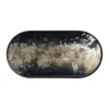 Plateau Ovale En Verre Black Organic-Ethnicraft Clearance