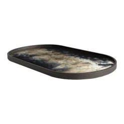 Plateau Ovale En Verre Black Organic-Ethnicraft Clearance