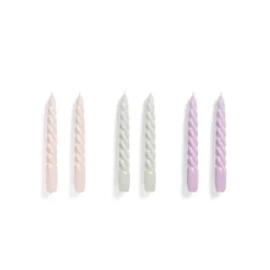 Set De 6 Bougies Twist - Rose/Gris/Lilas-Hay Online