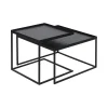 Set De 2 Tables A Plateau Square En Metal Et Bois - L 39 / 52 Cm-Ethnicraft Best