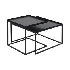 Set De 2 Tables A Plateau Square En Metal Et Bois - L 39 / 52 Cm-Ethnicraft Best