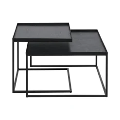 Set De 2 Tables A Plateau Square En Metal Et Bois - L 39 / 52 Cm-Ethnicraft Best