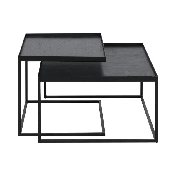 Set De 2 Tables A Plateau Square En Metal Et Bois - L 39 / 52 Cm-Ethnicraft Best