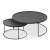 Set De 2 Tables Basses Pour Plateaux Ronds En Metal Noir - O 62 Cm & O 93 Cm-Ethnicraft Outlet