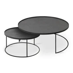 Set De 2 Tables Basses Pour Plateaux Ronds En Metal Noir - O 62 Cm & O 93 Cm-Ethnicraft Outlet