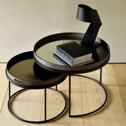 Set De 2 Tables Basses Pour Plateaux Ronds En Metal Noir - O 62 Cm & O 93 Cm-Ethnicraft Outlet