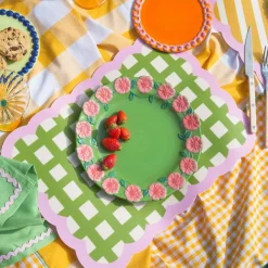 Set De Table Biscotti A Carreaux - 38 Cm X 48 Cm -Kaki & Rose-Fleux Clearance