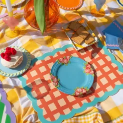 Set De Table Biscotti A Carreaux - 38 Cm X 48 Cm -Rouge & Bleu-Fleux